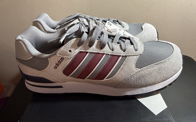 adidas Run 80s Grey Shadow Red Suede Mesh Lace Up Sneakers ID1882