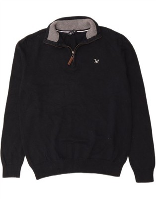 Crew Clothing Herren Zip Neck Pullover Sweater Large Navy Blau Baumwolle BE17