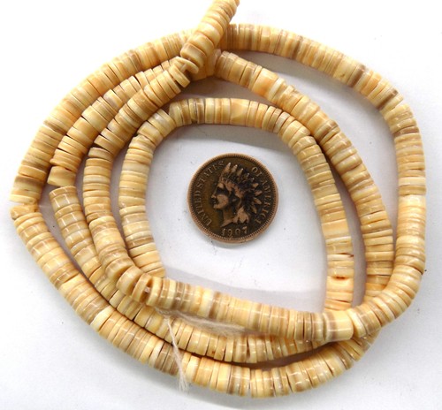 Shell Heishi Beads , Melon  SANTO DOMINGO ?   African Trade Native   T2296  25"