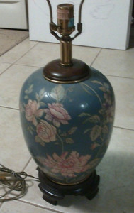 Ethan Allen Chinoiserie Floral Ginger Jar Asian Style Table Lamp MCM - free ship