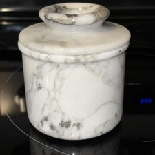 French Butter Bell Marble Butter Keeper, Gray/White Marble 4.5&rdquo; tall w/lid