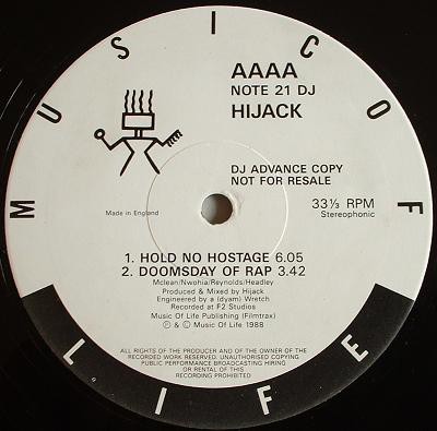 Hijack  - Hold No Hostage / Doomsday Of Rap (12'', Promo)