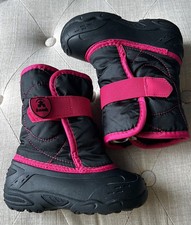 Kamik Snowybug Kids Black and Pink Waterproof Insulated Winter Boots Sz 10
