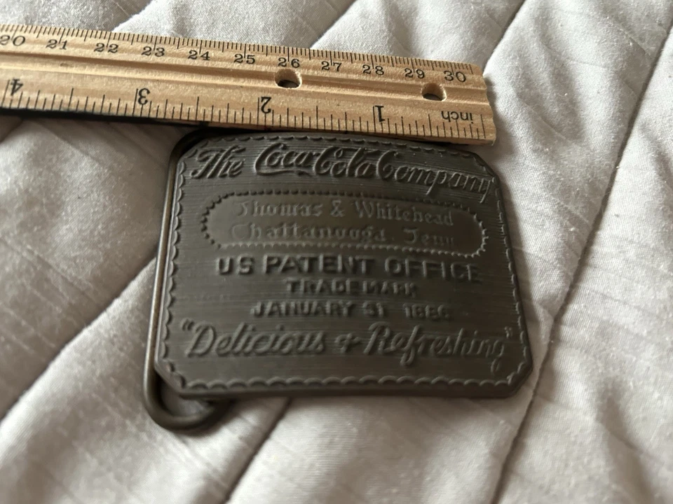 Vintage Coca-Cola Company Belt Buckle “Trademark 1886” Tiffany Designation Brass - Image 2 of 4