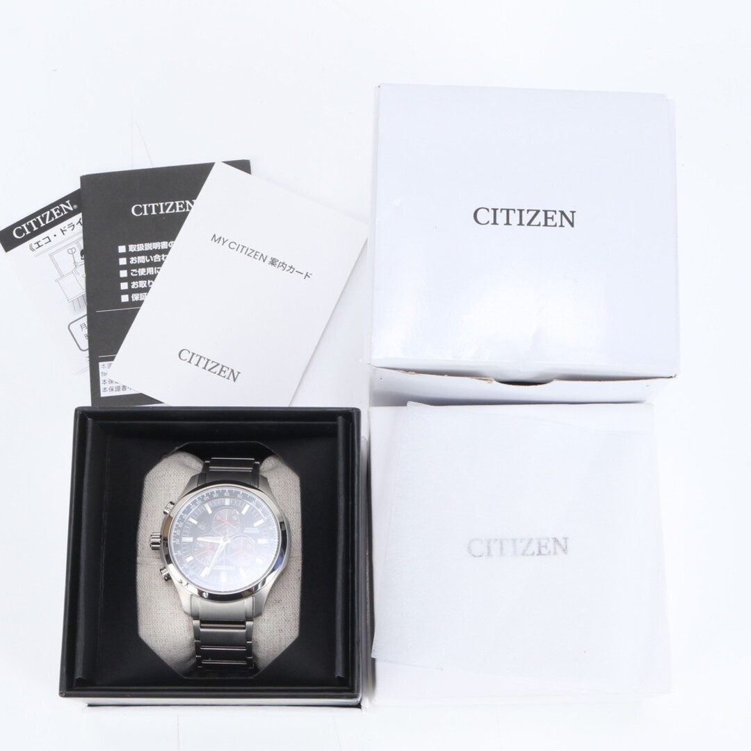 Citizen Eco Drive Chronograph AT2530-85L Watch Silver Used From Japan image 3