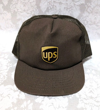 VTG UPS Trucker Hat Brown Riverside USA Made Mesh Back Uniform Snapback