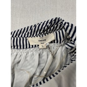 Entro Womens Black White Striped Lace Up Ruffle Romper Size L