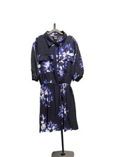 Simply Vera Wang Shirt Dress Size L Floral Batik Button Front Elastic Waist NWT