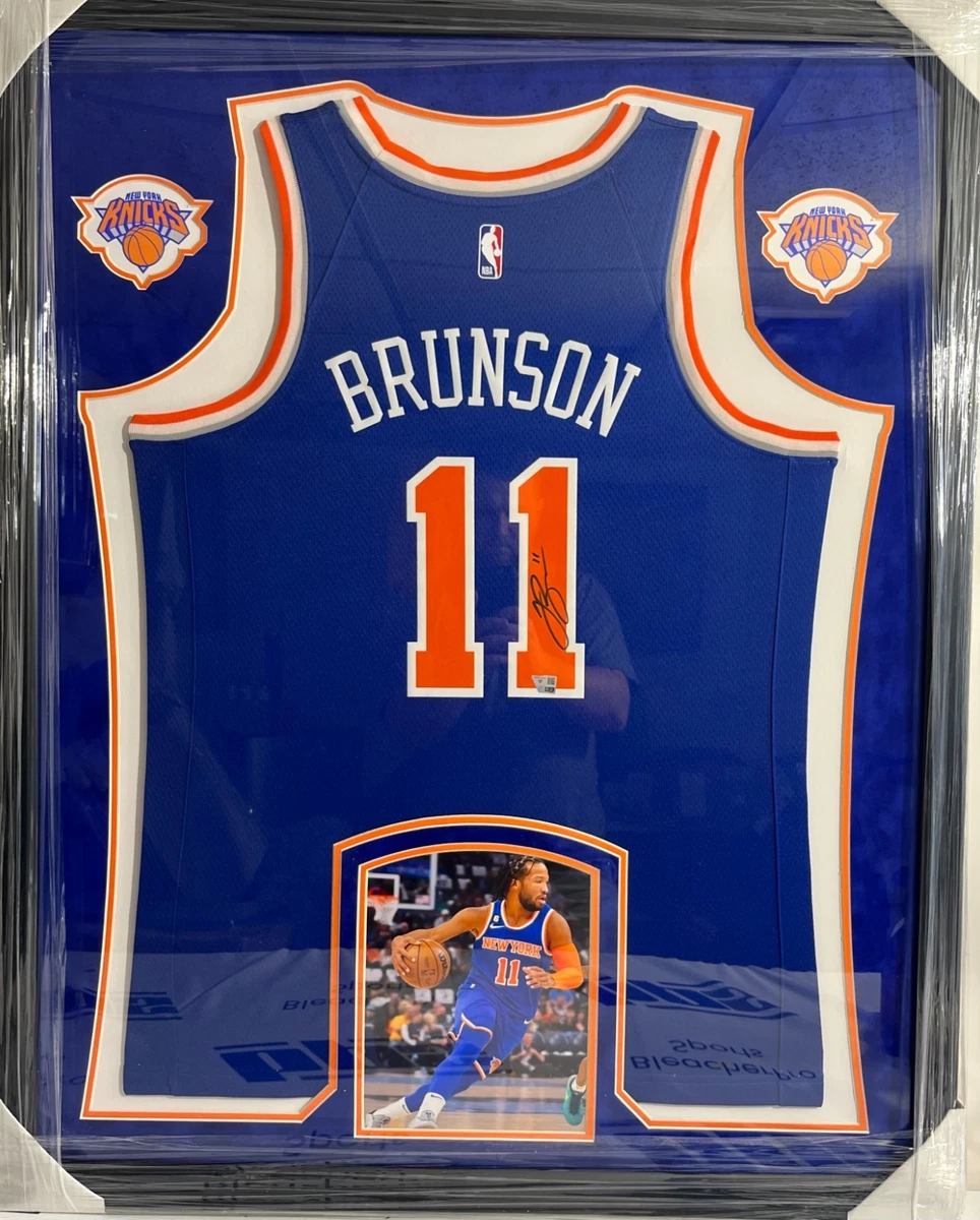 Jalen Brunson New York Knicks Autographed Framed Nike Blue