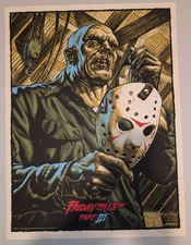 Friday the 13th Part 3 Jason Edmiston Mondo 18x24 Signed and numbered X/100