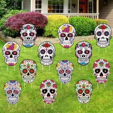 Thyle 12 Pcs 11.8 Inch Day of the Dead Yard Signs As Shown on Pictures 