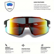 Oversized Wraparound Sports Sunglasses UV400 for Cycling Hiking Outdoor Activiti