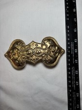 Vtg Accessocraft NYC Ornate Gold Tone Statement Belt Buckle Etruscan Revival