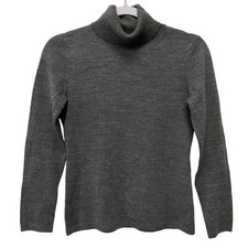 Ann Taylor LOFT Turtleneck Sweater XS Long Sleeve Knit Gray Pullover Wool Blend