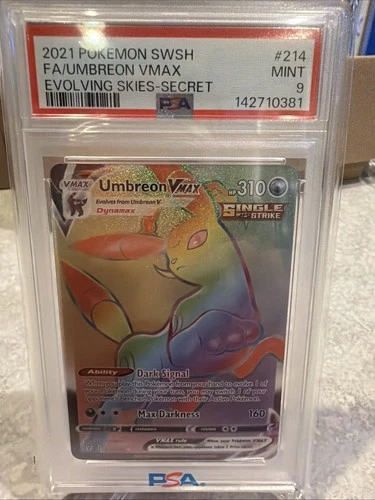 Pokemon 2021 Umbreon VMAX 214/203 Full Art Secret Rare Evolving Skies PSA 9