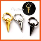 Mens Lady Hypoallergenic Black/Gold/Silver Spike Dangle Steel Punk Hoop Earrings