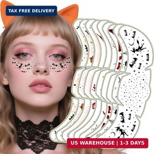 Halloween Party Favors - 9 Pack Black Bat Freckles Face Tattoos  Halloween Game