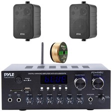 Pyle PDA69BU Bluetooth Home Audio Amplifier Receiver, 2x 4" 30W Speaker, Wire