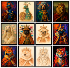 Vintage Trendy Animal Posters Dog Tiger Birds Wall Art Home Decor Print A4 A3 A5