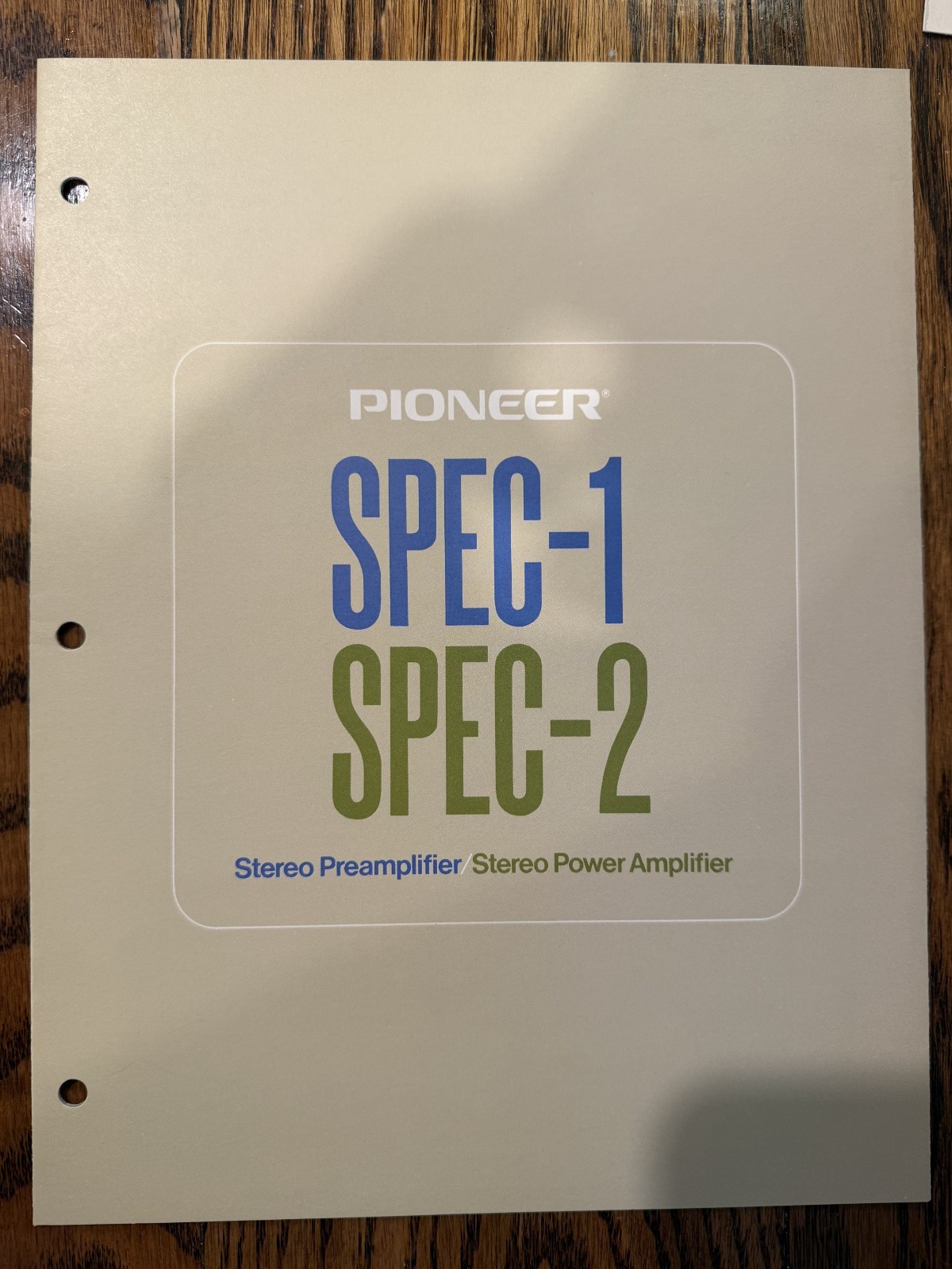 Vintage Original Pioneer SPEC-1 / SPEC-2 Stereo Amplifier Dealer Sales Brochure
