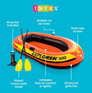 Intex Explorer Pro 300 Inflatable Boat Orange