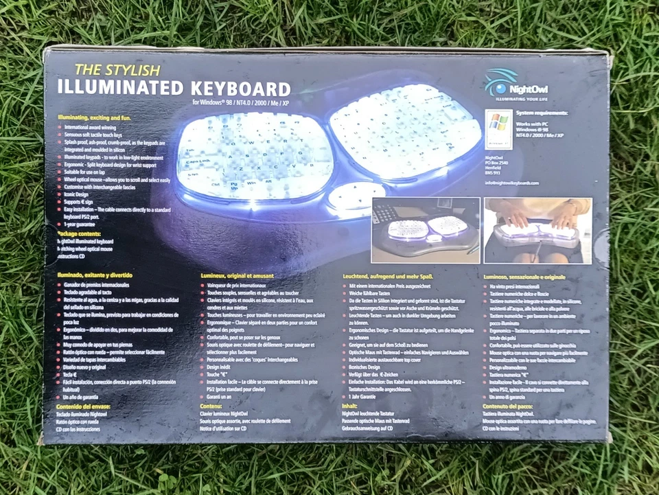 Nightowl Backlit Illuminated Natural Ergonomic PS/2 Wired UK Keyboard & Mouse - Image 3 of 3