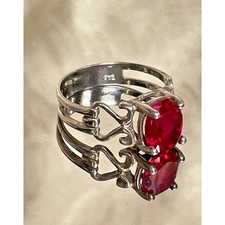 925 STERLING SILVER LAB-CREATED RUBY RING SIZE 9 SKY