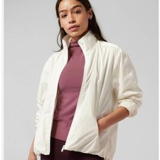 Athleta Sightseer Lace Jacket Women's Medium Magnolia White Full Zip Windbreaker