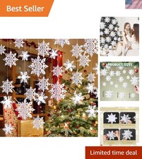 Winter Christmas Snowflake Decorations Indoor, 24PCS 3D White Snowflakes Hang...
