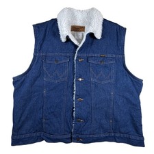 Wrangler Mens Blue Denim Sherpa Lined Western Vest XXL 74131PW Big  Tall