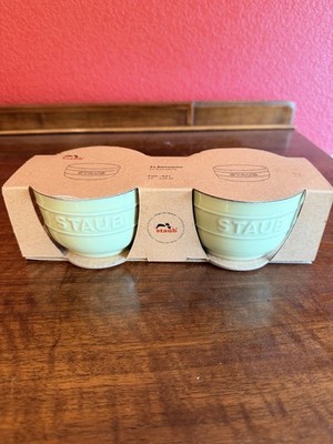 NEW Staub 2 pc Ramekin Bowl Light Green .25 Qt, 3.5 