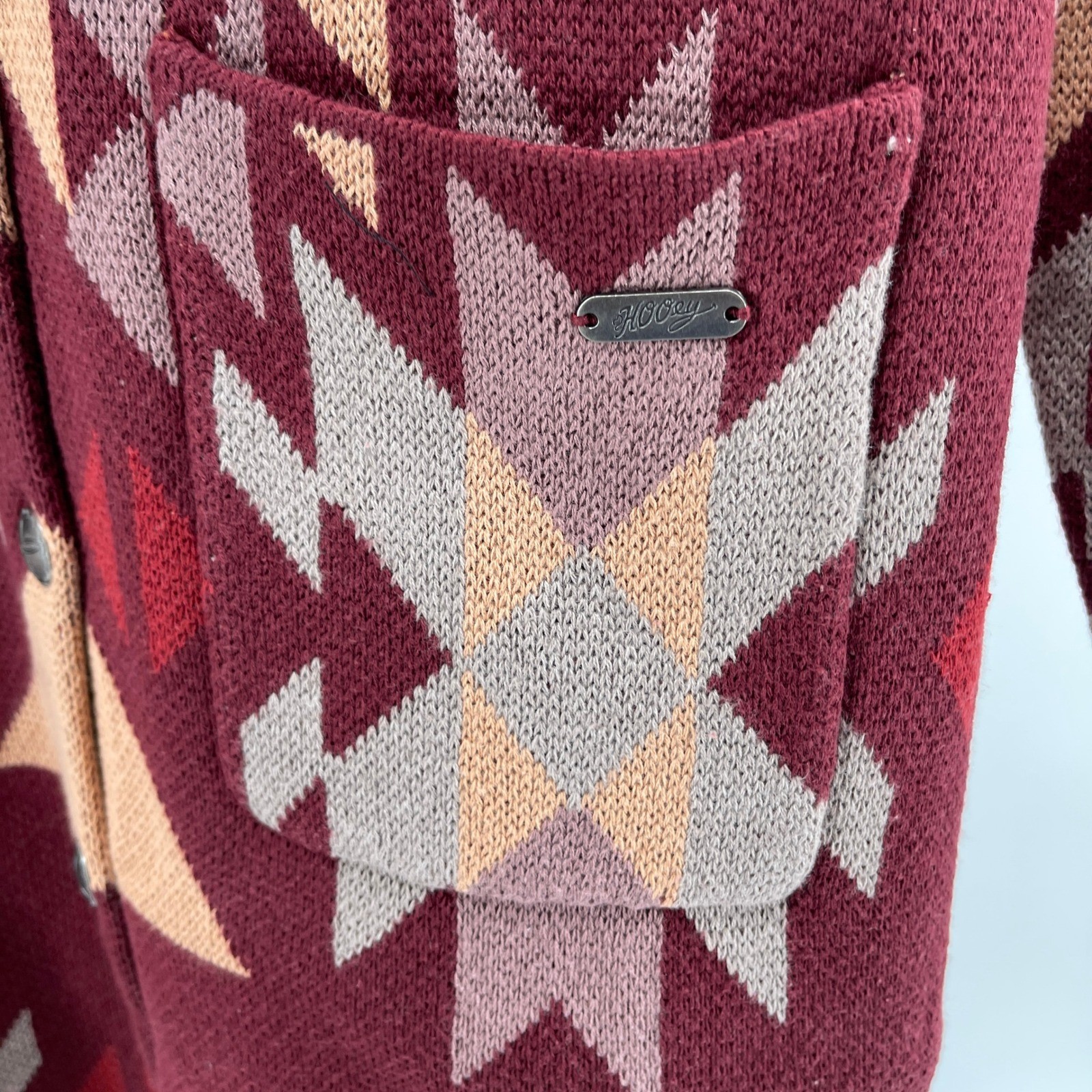 HOOEY Duster Cardigan Sweater Women's XL Knit Western Geometric Aztec Rodeo NEW