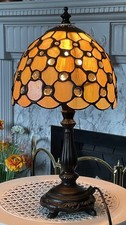 VINTAGE TIFFANY STYLE GLASS LAMP please read