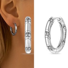 PANDACH 925 Sterling Silver Tiny Vintage Woven Circle Hoop Earrings For Women