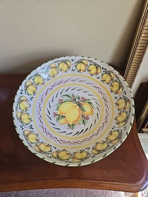 Lemon Fruit Pattern Oval Serving Platter Large Decorative Ceramic Tray