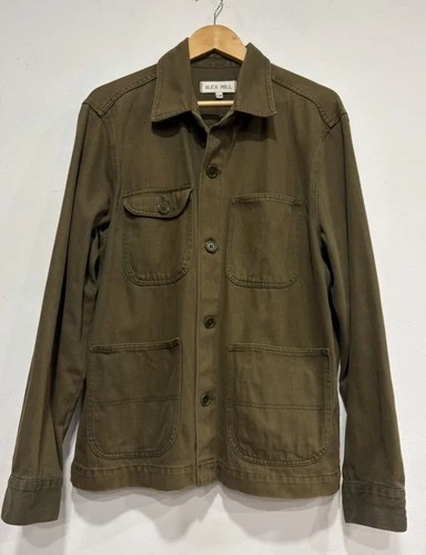 ALEX MILL Garment Dyed Work Jacket Chore Coat Recycled Denim Military Green L image 2