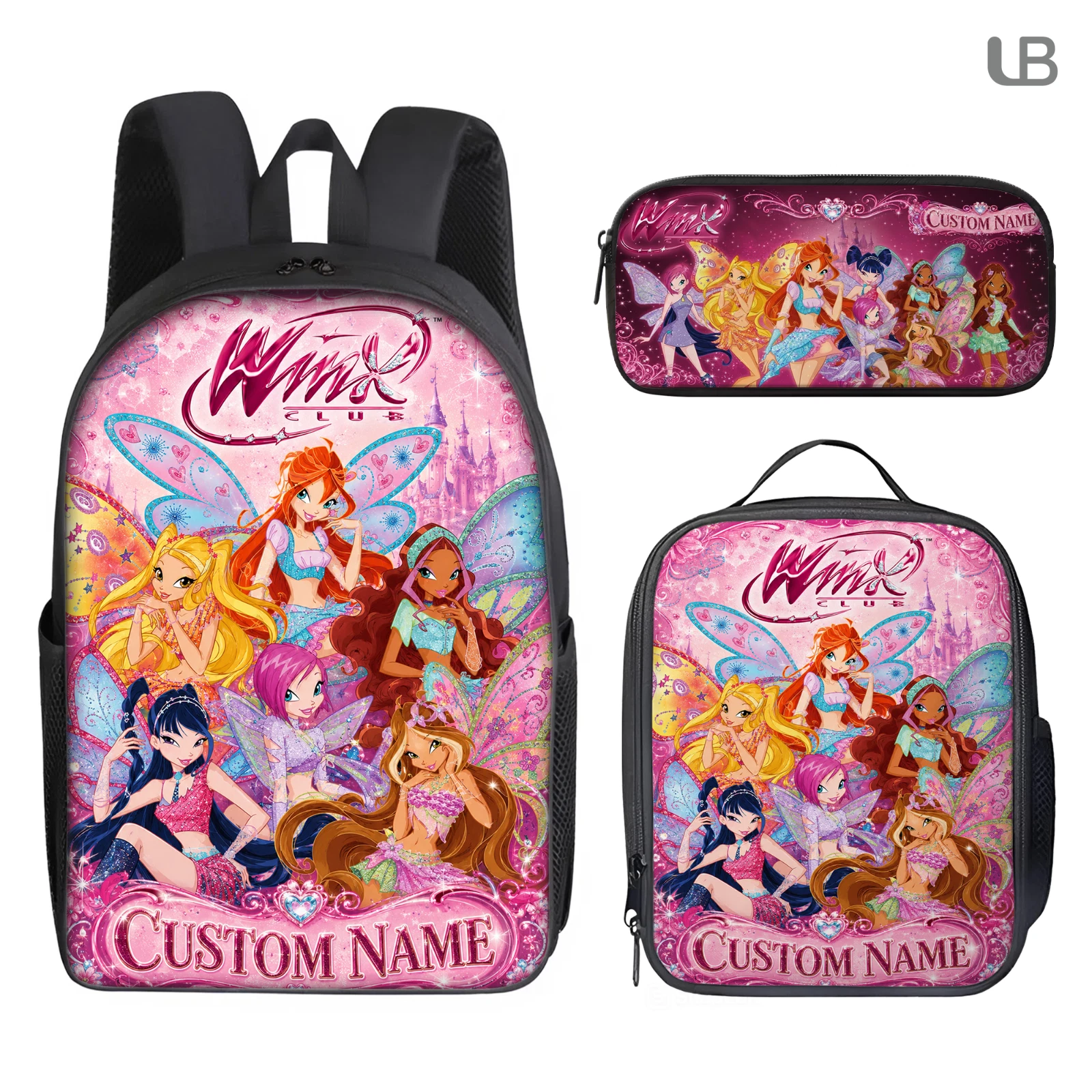 Personalized Fantasy Fairy Backpack Lunch Bag Pencil Case Set