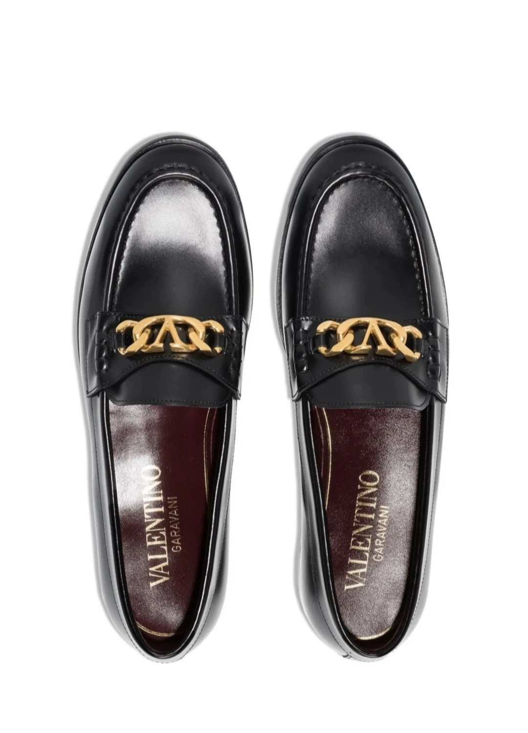 Valentino — Valentino Garavani VLogo Chain Leather Loafers EU37 US7 FR38 UK4