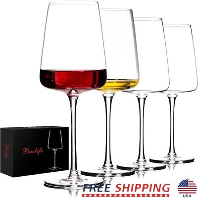 Hand Blown Crystal Red Wine Glasses Set of 4 Unique Gift Parties Weddings New