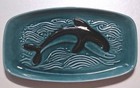 VINTAGE TURQUOISE POOLE POTTERY ENGLAND DOLPHIN DESIGN TRINKET PIN DISH TRAY