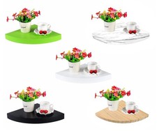 Corner Shelf Floating Shelves White Black Green Red Gloss Oak Wood Storage Kit  