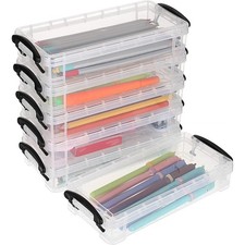 Set of 6 Large Capacity Pencil Box, Office Supplies Storage Organizer, Brush