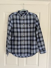 Polo Ralph Lauren Shirt Boys Youth XL 18-20 Blue Plaid Logo Long Sleeve NWT