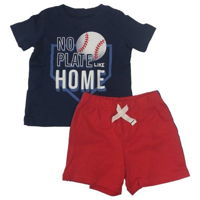 Carters Infant Baby Boys Outfit Blue Baseball Home Plate Shirt & Shorts Set 3M