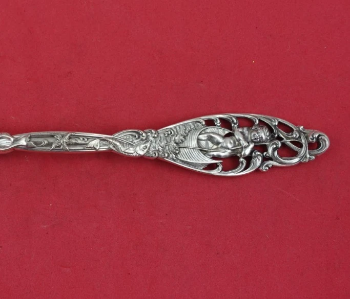 Labors of Cupid by Dominick and Haff Sterling Silver FIsh Fork w/ Cupid Boat Old - Image 3 of 3