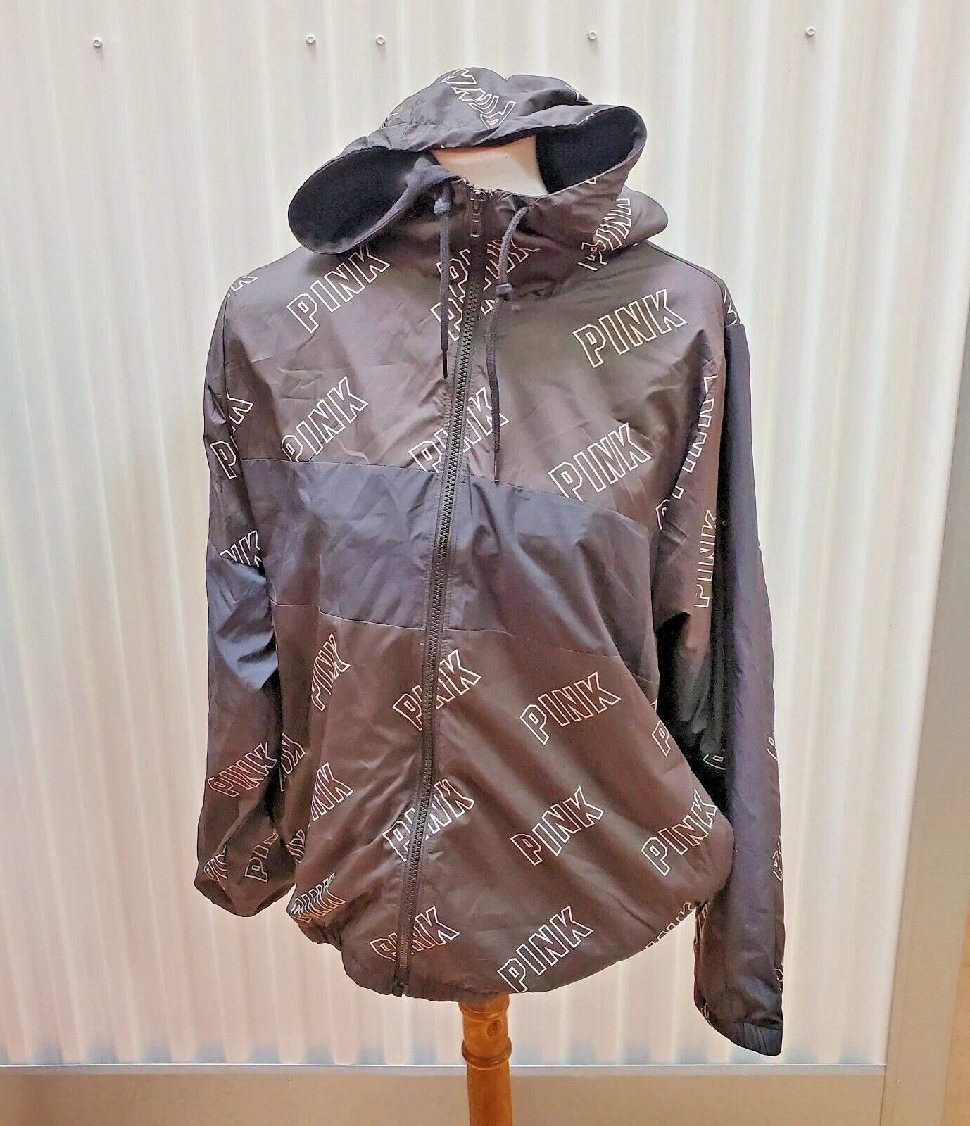 UNDERCOVER ROSA Victorias Secret Giacca Donna XS Nera Felpa con Cappuccio Giacca a Vento Full Zip Pioggia