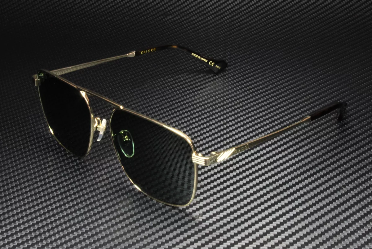 GUCCI GG0743S 004 Aviator Metal Gold Havana Gold Green 57 mm Men s