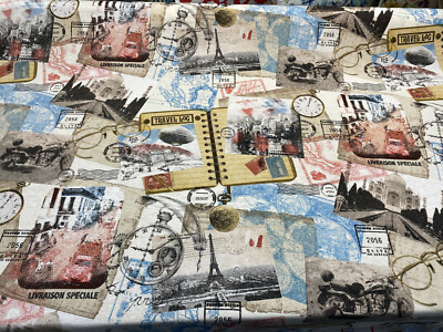 Travel Eiffel Tower Taj Mahal Sydney Drapery Upholstery Fabric By The Yard