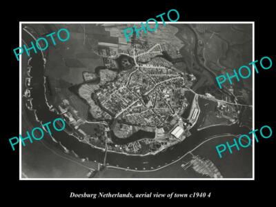 OLD POSTCARD SIZE PHOTO DOESBURG NETHERLANDS HOLLAND TOWN AERIAL VIEW c1940 5