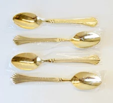 4 Unused Home Concepts Golden Cannes Gold Electroplate Stainless Teaspoons Set